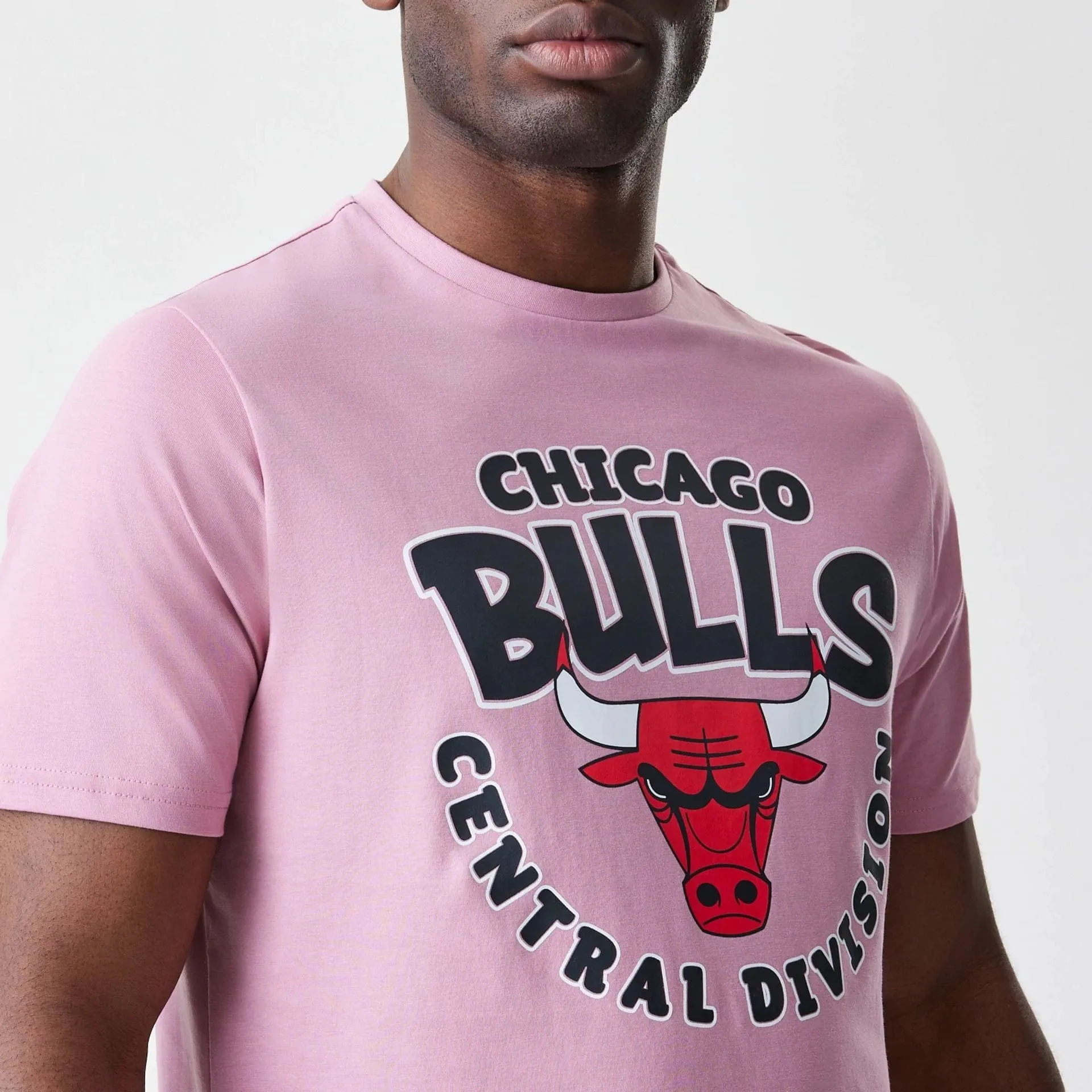 Chicago Bulls NBA Bubble Wordmark Pink T-Shirt Simple Fashion