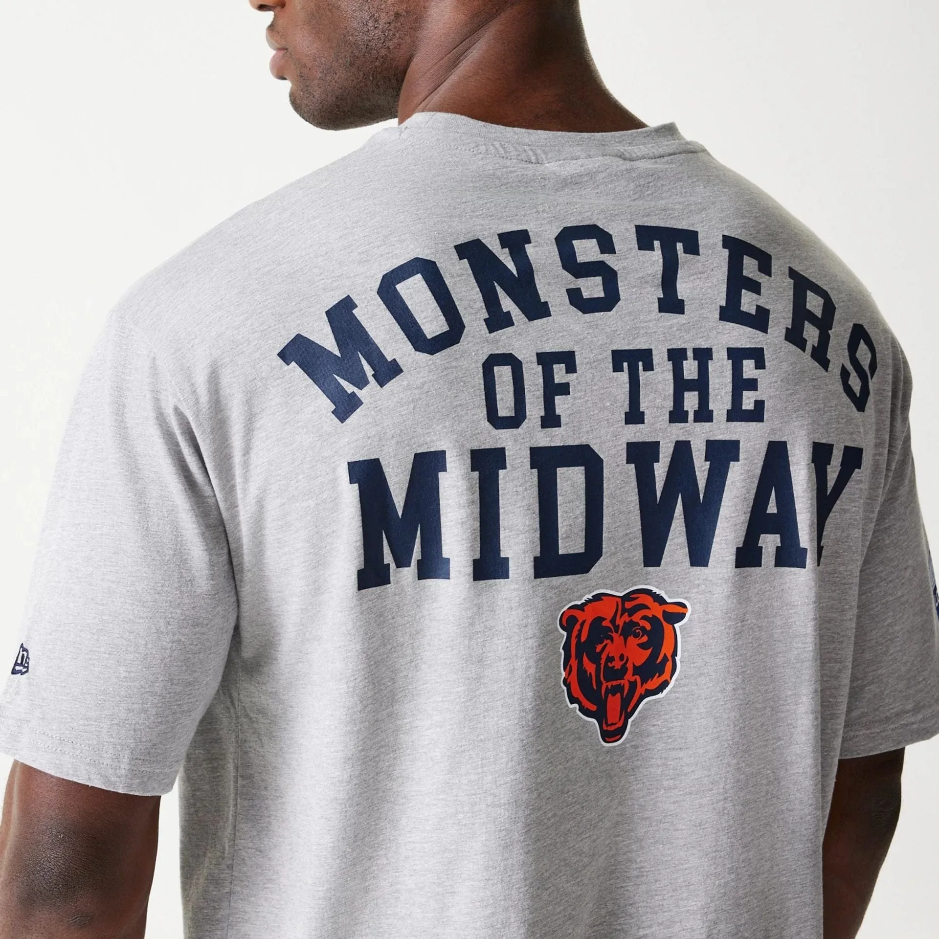 Breathable Fit Design Soft Design Chicago Bears NFL Games Square Arch Grey Oversized T-Shirt