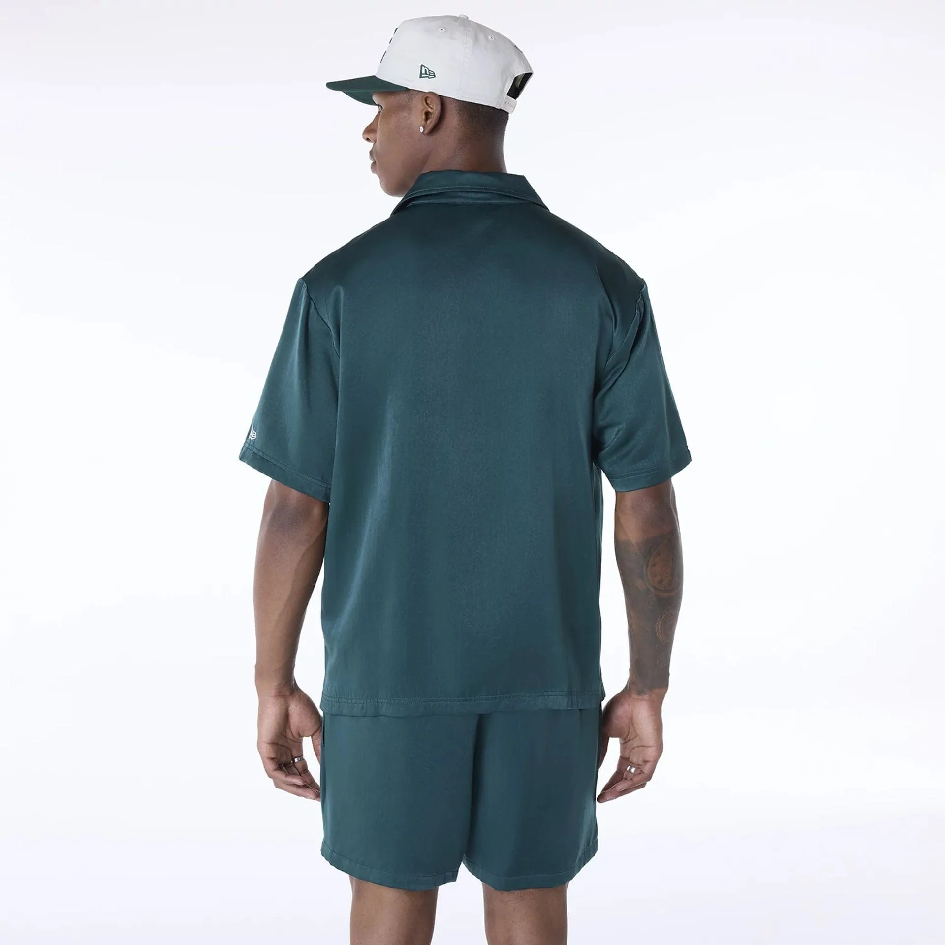 New Era Stripe Revere Dark Green Short Sleeve Shirt Cozy Fit Design