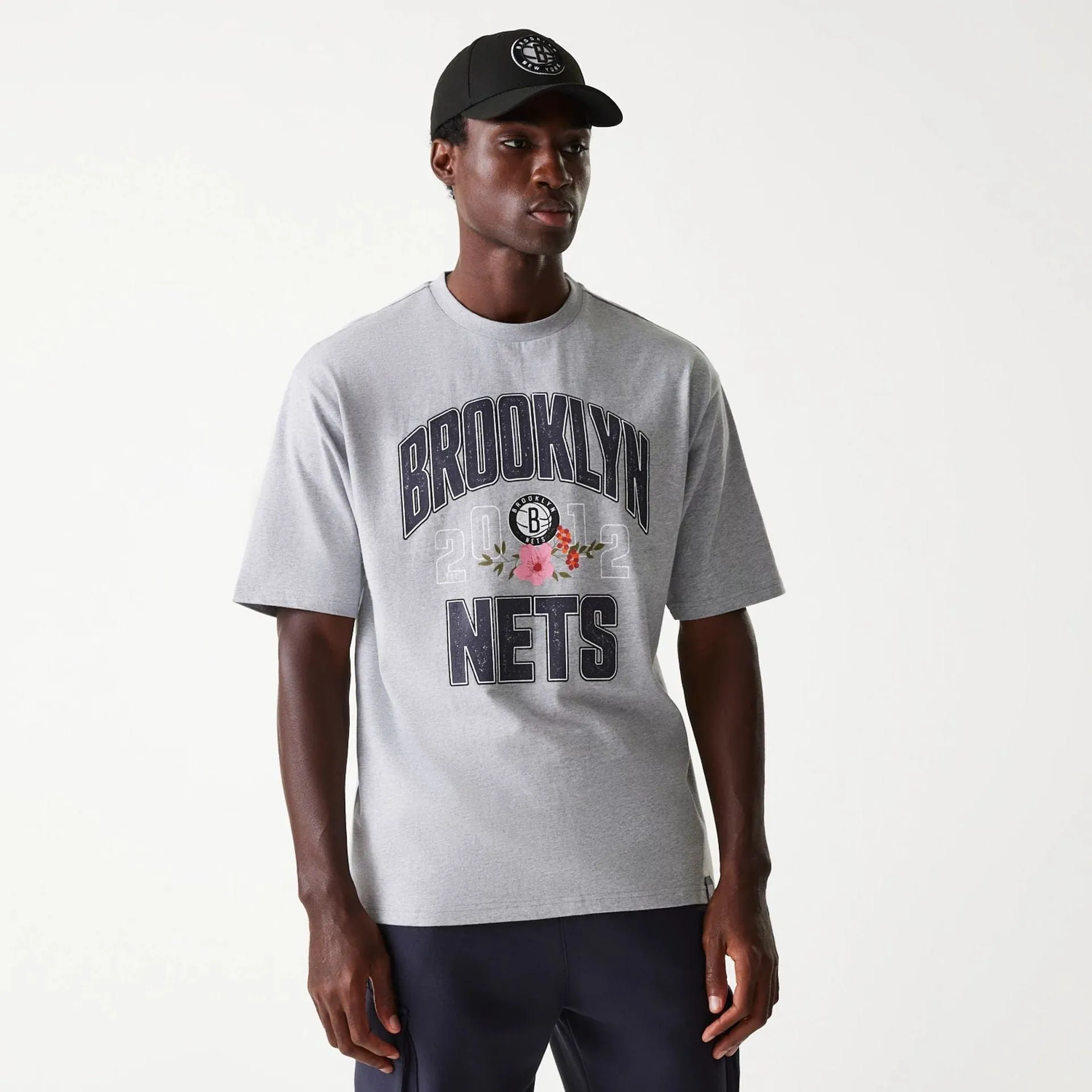 ReinforcedHems Brooklyn Nets NBA Distressed Grey Oversized T-Shirt