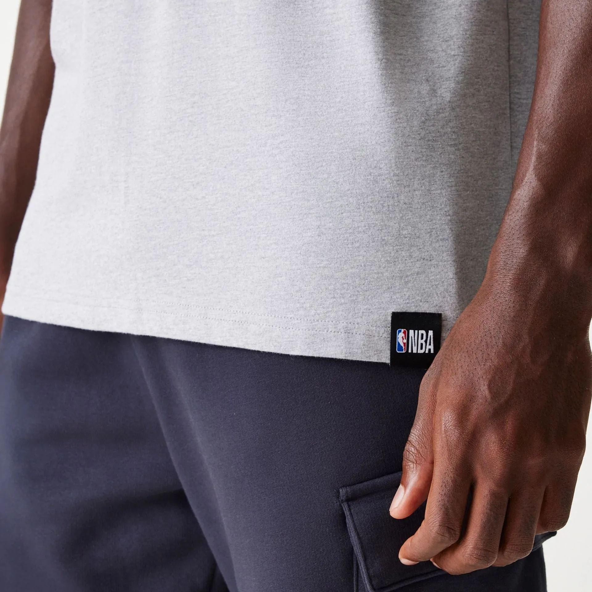 Sustainable Textile Brooklyn Nets NBA Distressed Grey Oversized T-Shirt