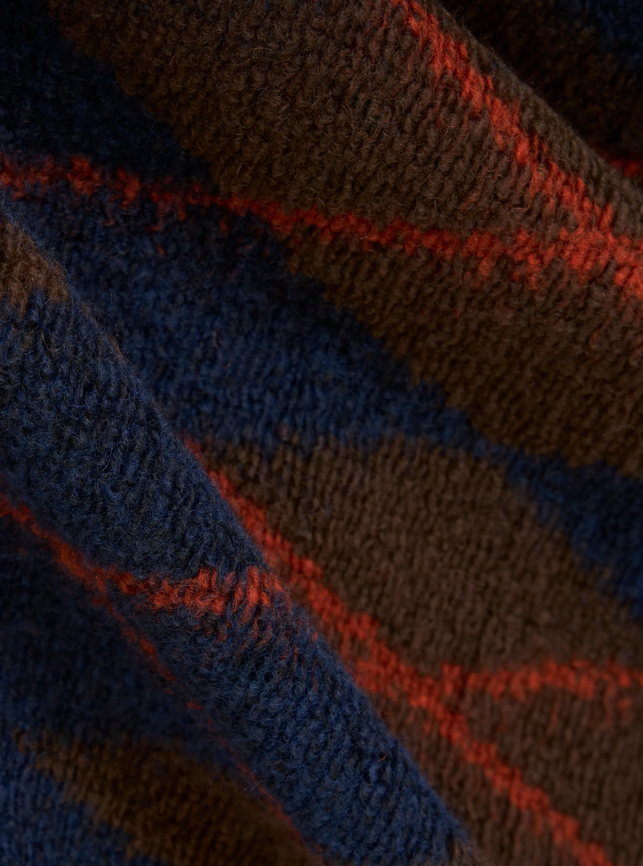 Layered Comfort Brown/Navy Argyll Fleece Cardigan