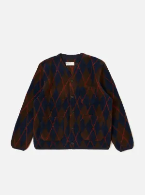 Cold Evenings Brown/Navy Argyll Fleece Cardigan