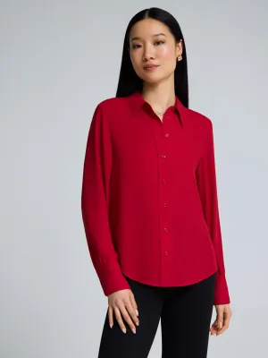 BreathableLining NonIrritating Button-Front Chiffon Blouse
