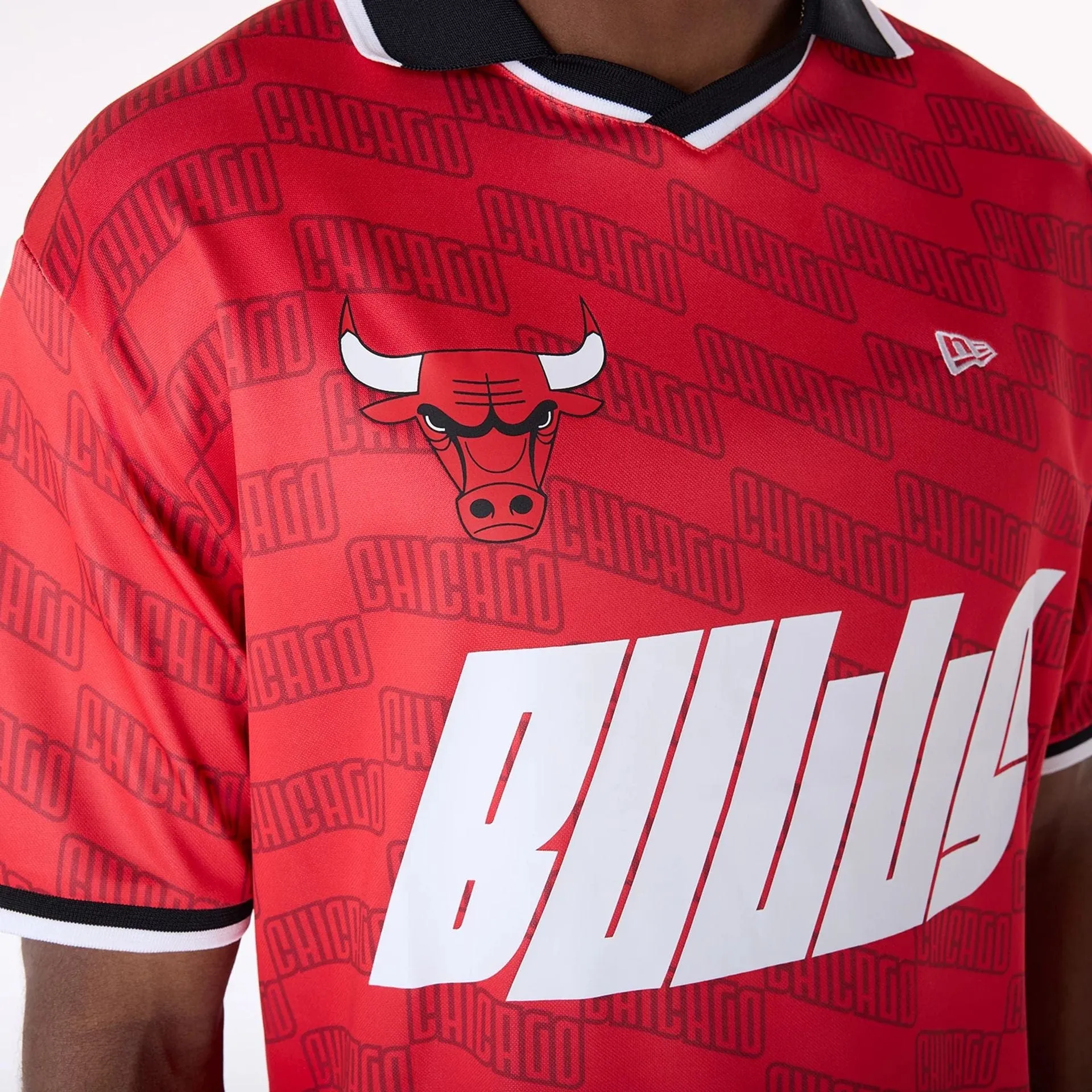 Chicago Bulls NBA Soccer Red Oversized T-Shirt Stone Wash Process