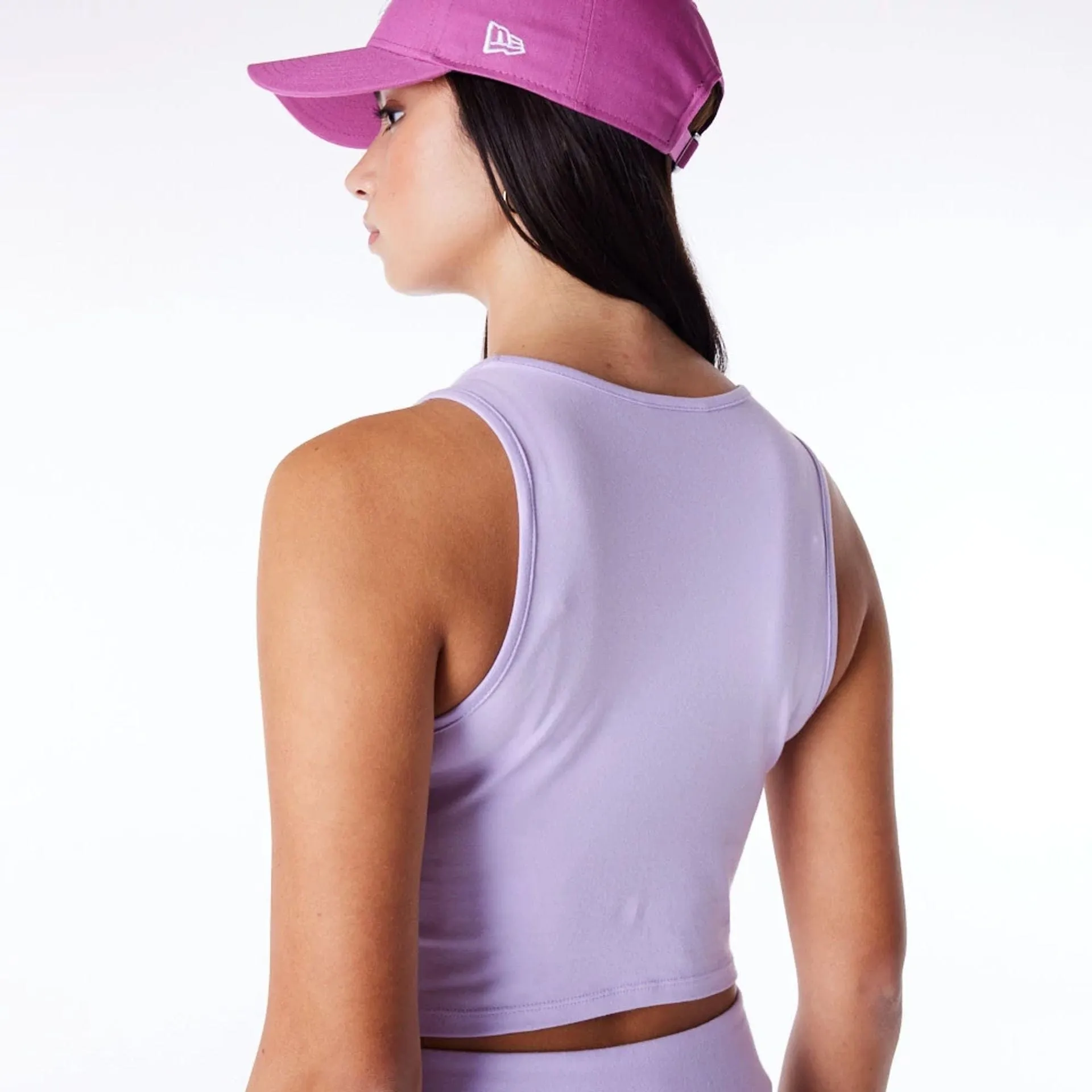 Autumn coziness New York Yankees Womens MLB League Essential Pastel Purple Crop Tank Top