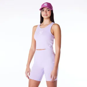 New York Yankees Womens MLB League Essential Pastel Purple Crop Tank Top Workout Gear Light and Breezy