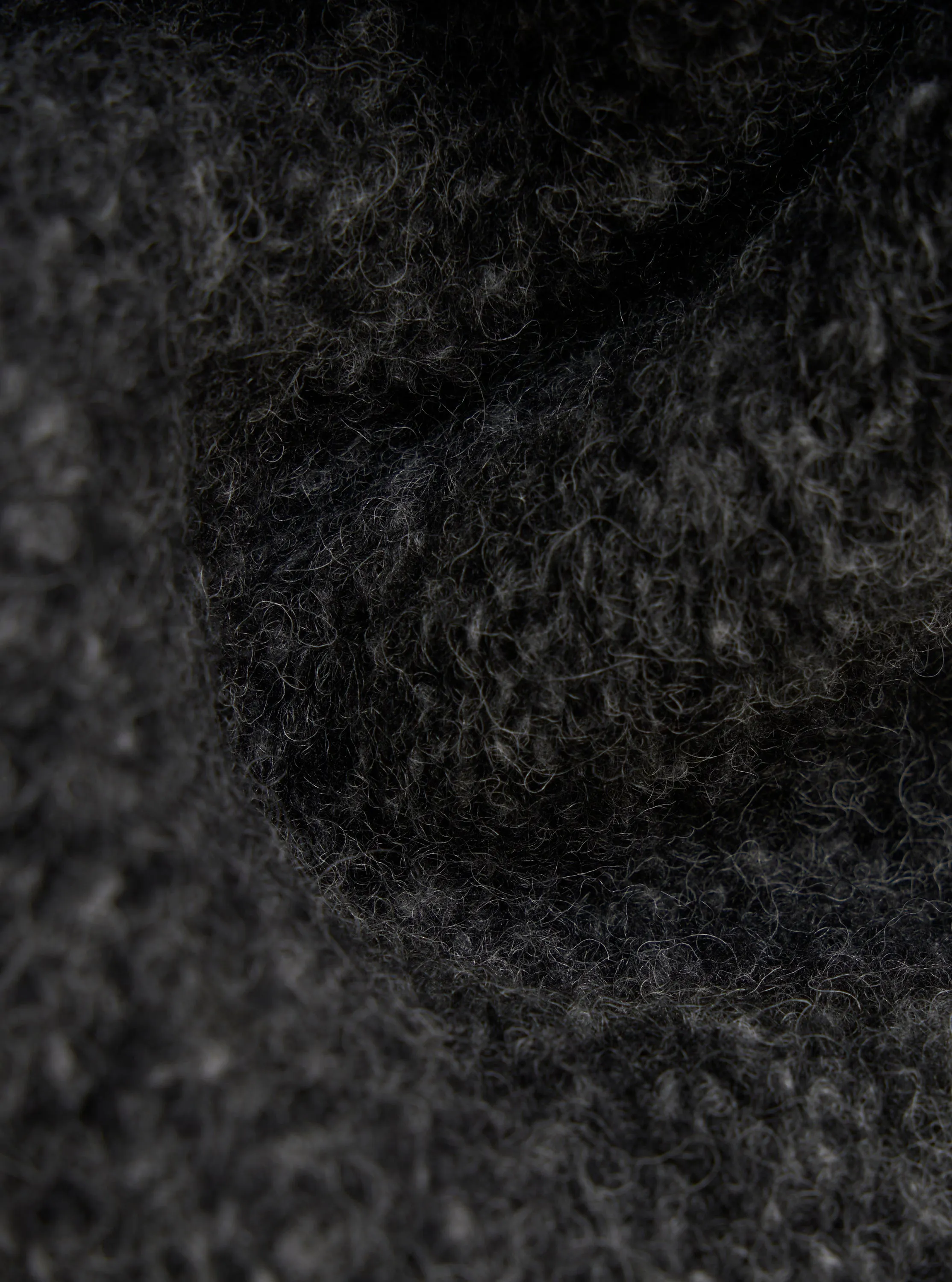 Black Six Wool Fleece Climbing Jacket Relaxed Look