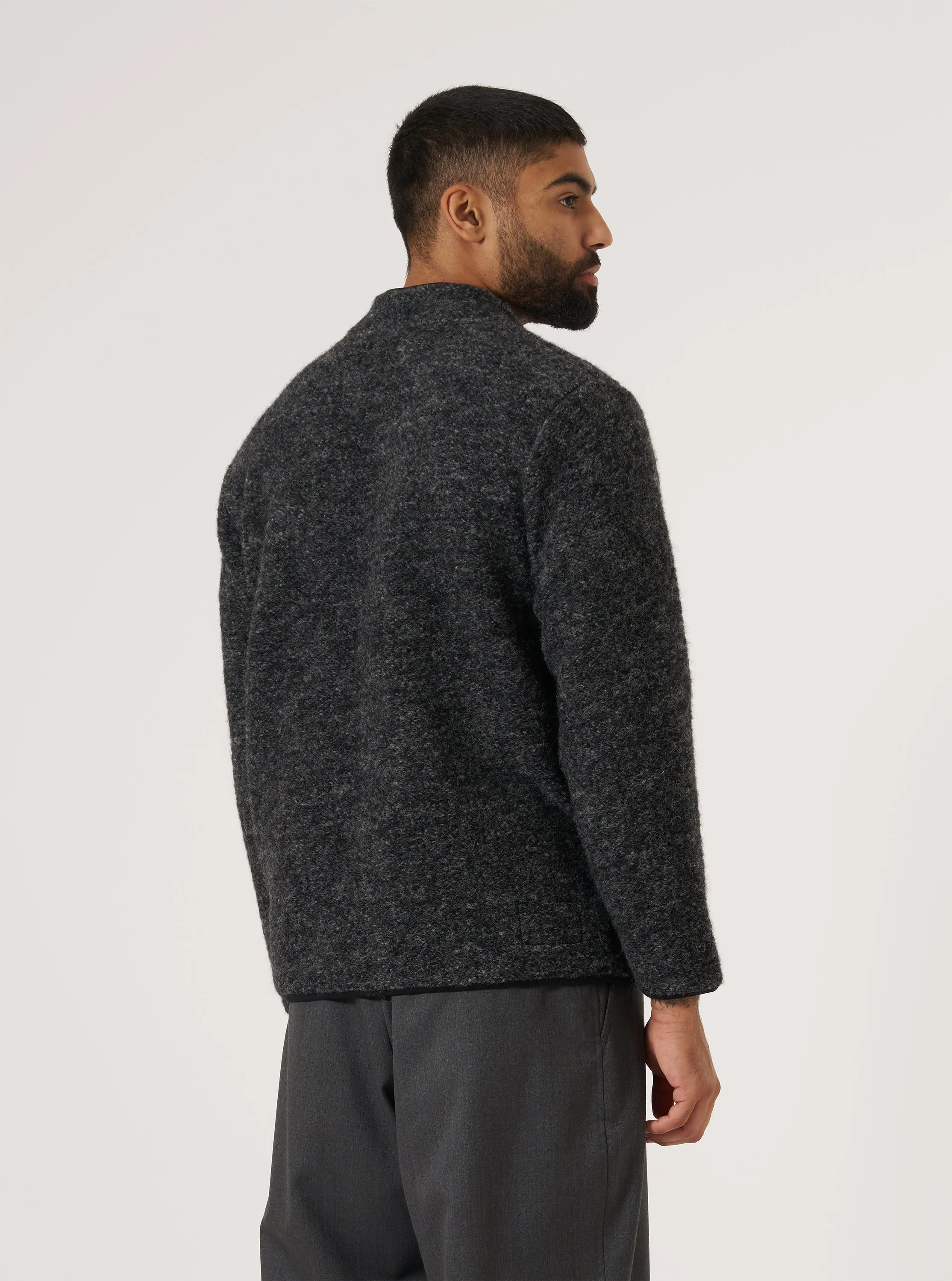 Black Six Wool Fleece Climbing Jacket Field Comfort Compact Weave