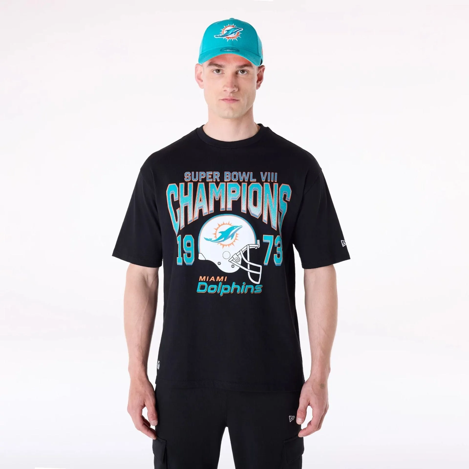 Miami Dolphins NFL Helmet Black T-Shirt polo neck