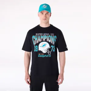 Miami Dolphins NFL Helmet Black T-Shirt polo neck