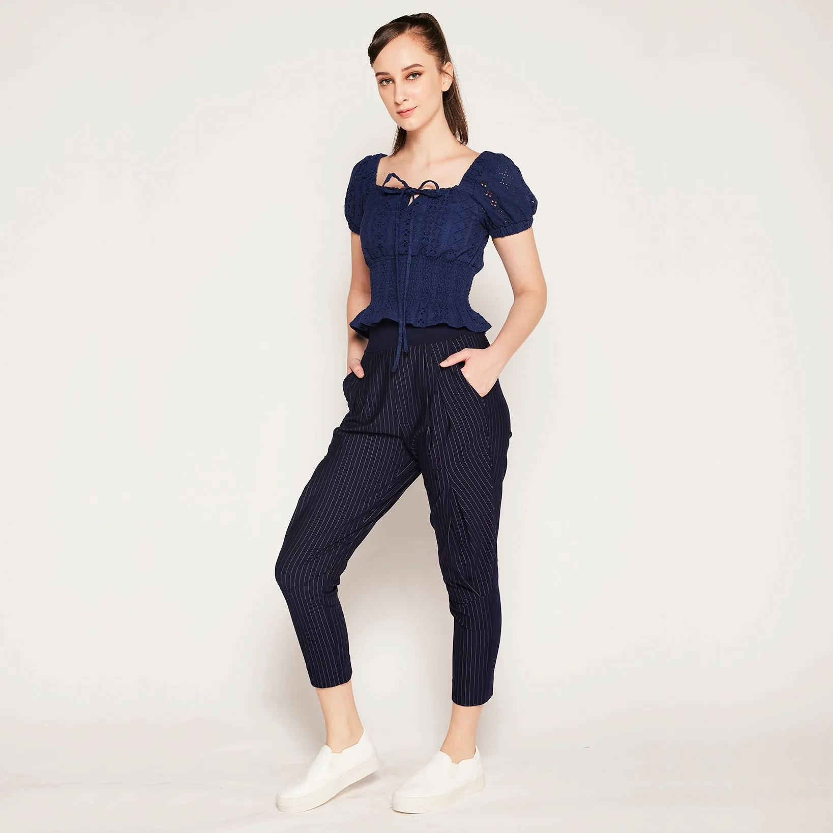 Stripe knit pants FlexibleKneePanels Dynamic Motion