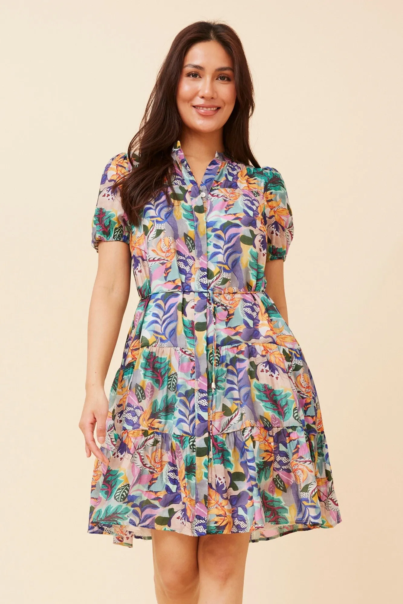 GEMICA TROPICAL PRINT SHIRT DRESS Everyday Ready Timeless Style Wear