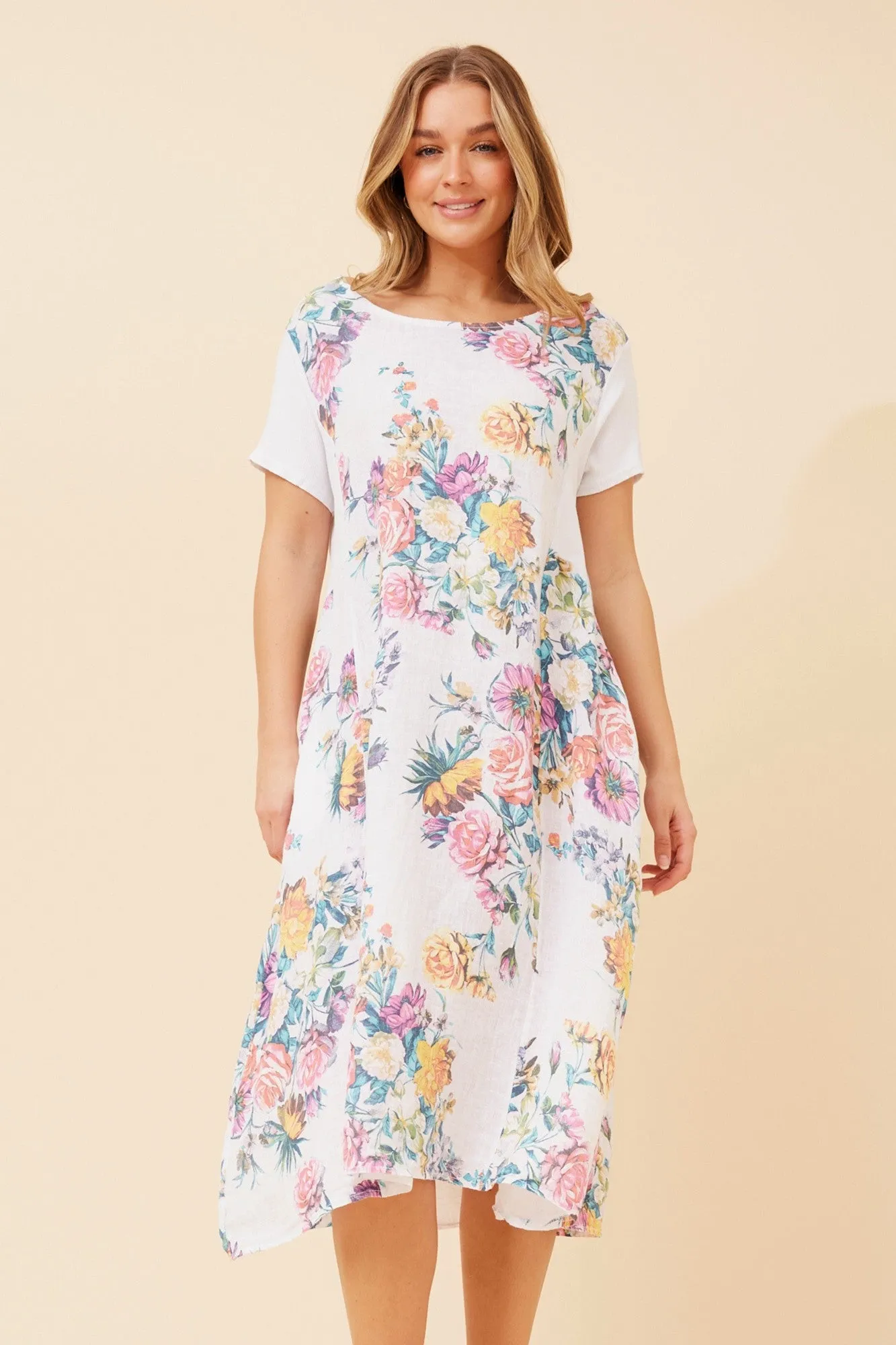 Care-Instructions-Included BATISTA FLORAL LINEN DRESS