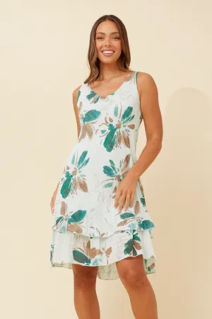 NICOLE FLORAL DOUBLE LAYER DRESS Shine Skin Light Elegance