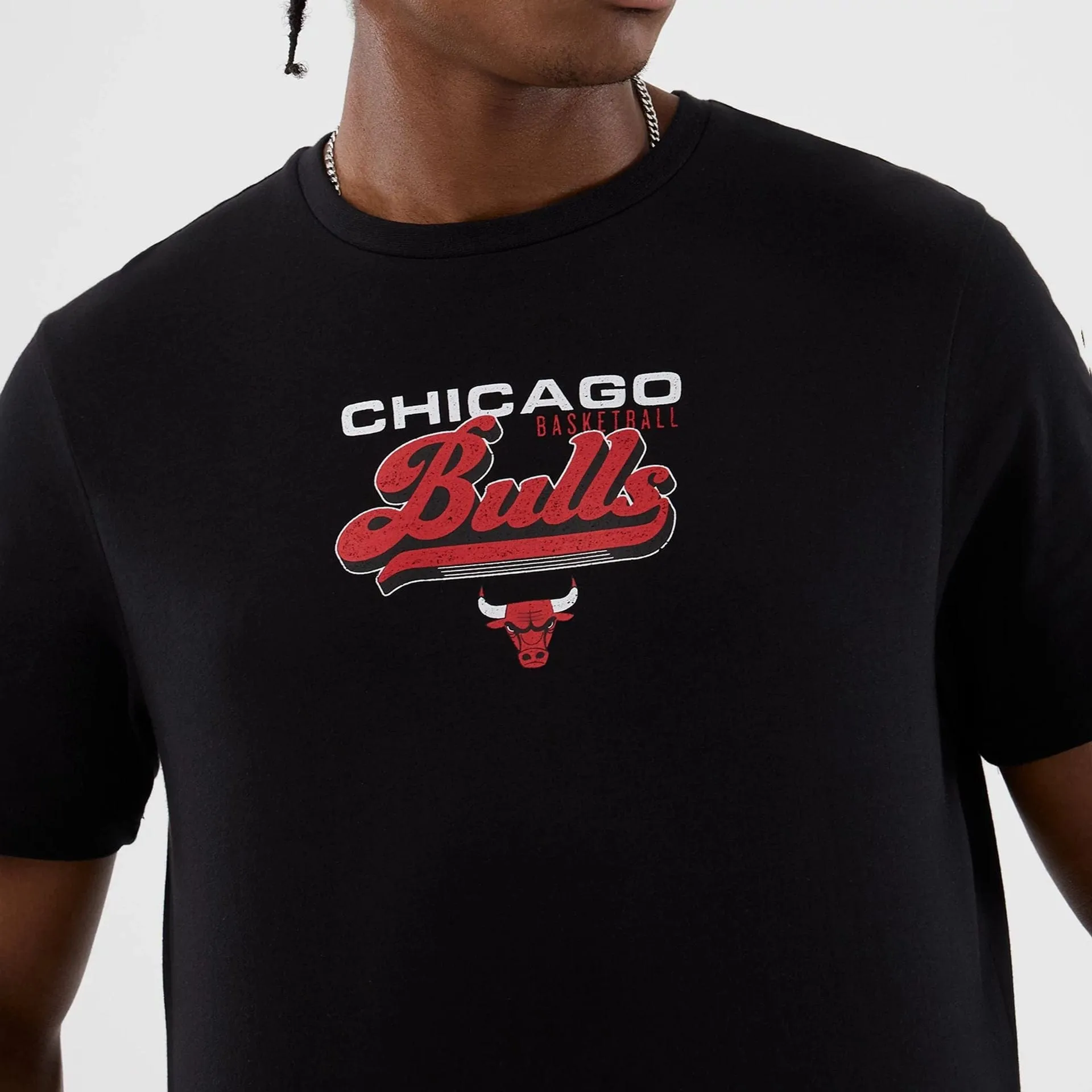 Chicago Bulls NBA Back To School Black T-Shirt OversizedSilhouette Relaxed Style