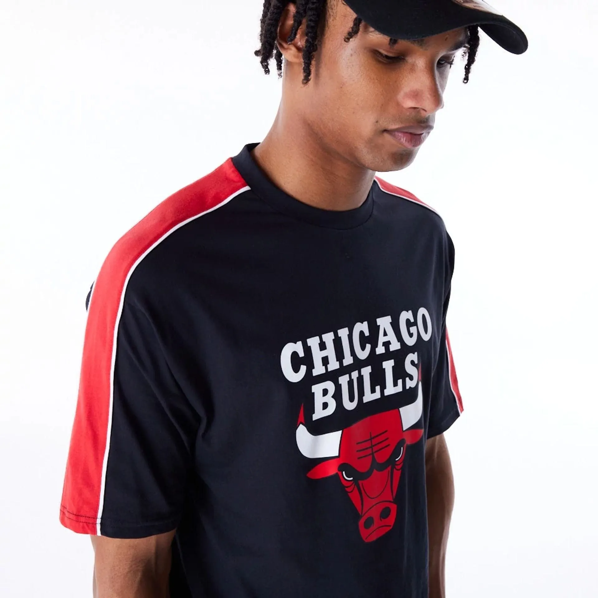 Breathable Performance Smart Fit Chicago Bulls NBA Panel Black Oversized T-Shirt