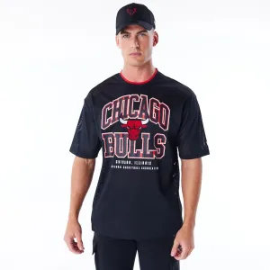 Chicago Bulls NBA Patch Black Oversized Mesh T-Shirt Stretch Material