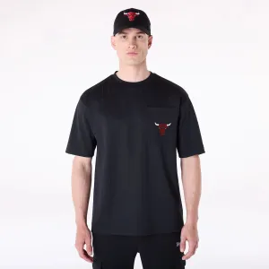 harmonious Chicago Bulls NBA Pinstripe Black Oversized T-Shirt