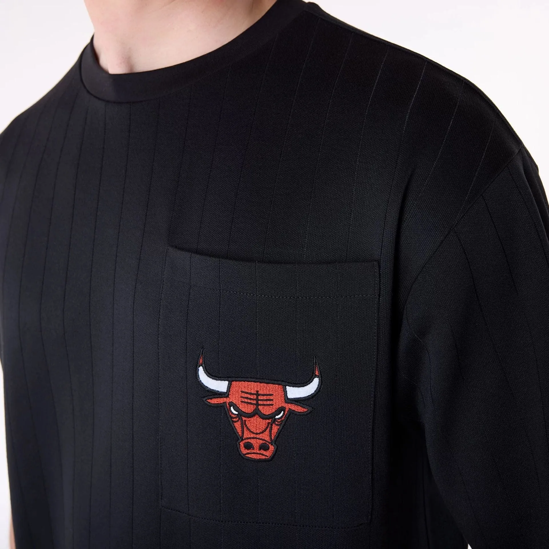 Chicago Bulls NBA Pinstripe Black Oversized T-Shirt Outdoor Light