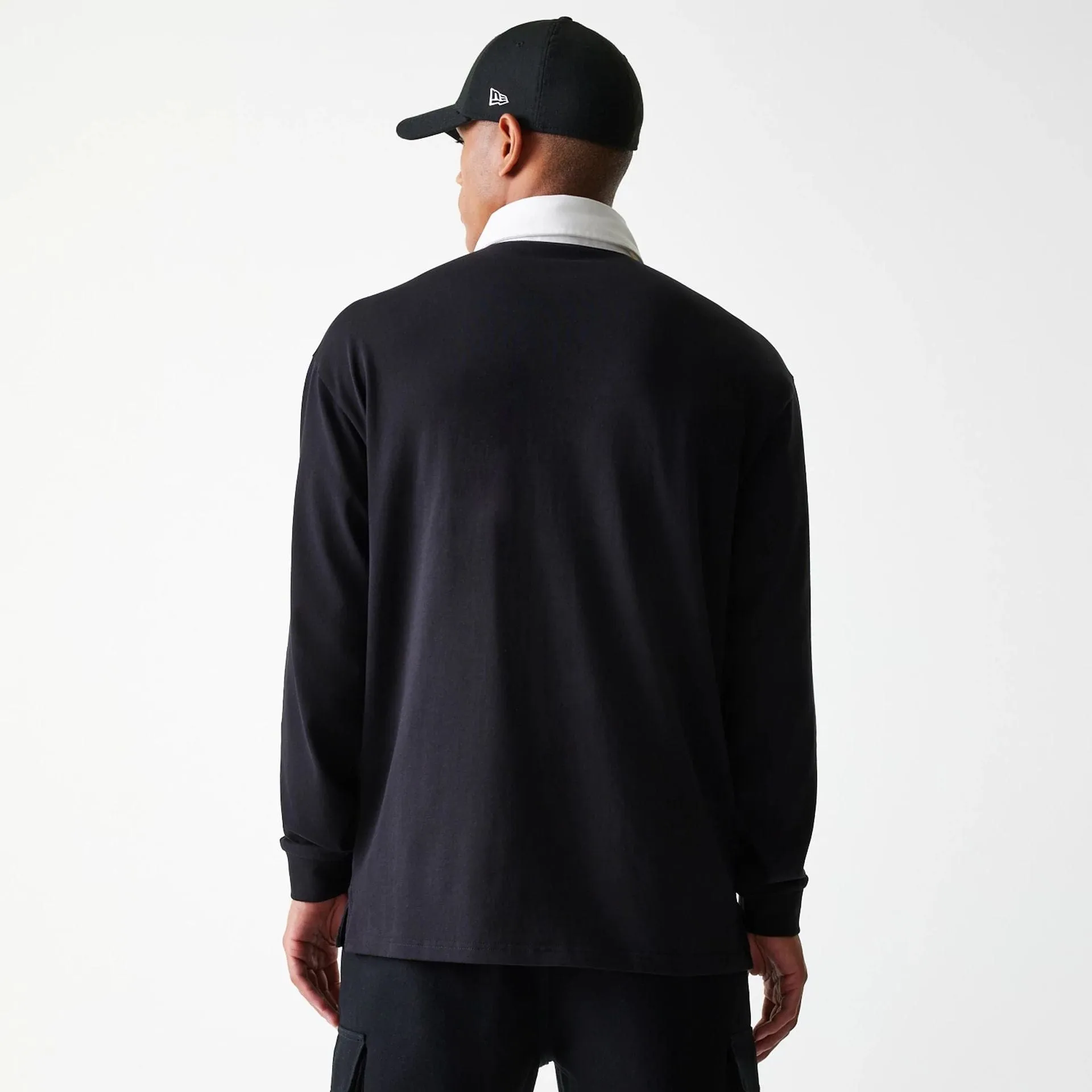 Chicago Bulls NBA Rugby Black Long Sleeve Polo Relaxed Smart Urban Smart