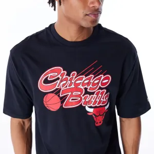 Indoor Event Essential Wardrobe Chicago Bulls NBA Script Graphic Black Oversized T-Shirt