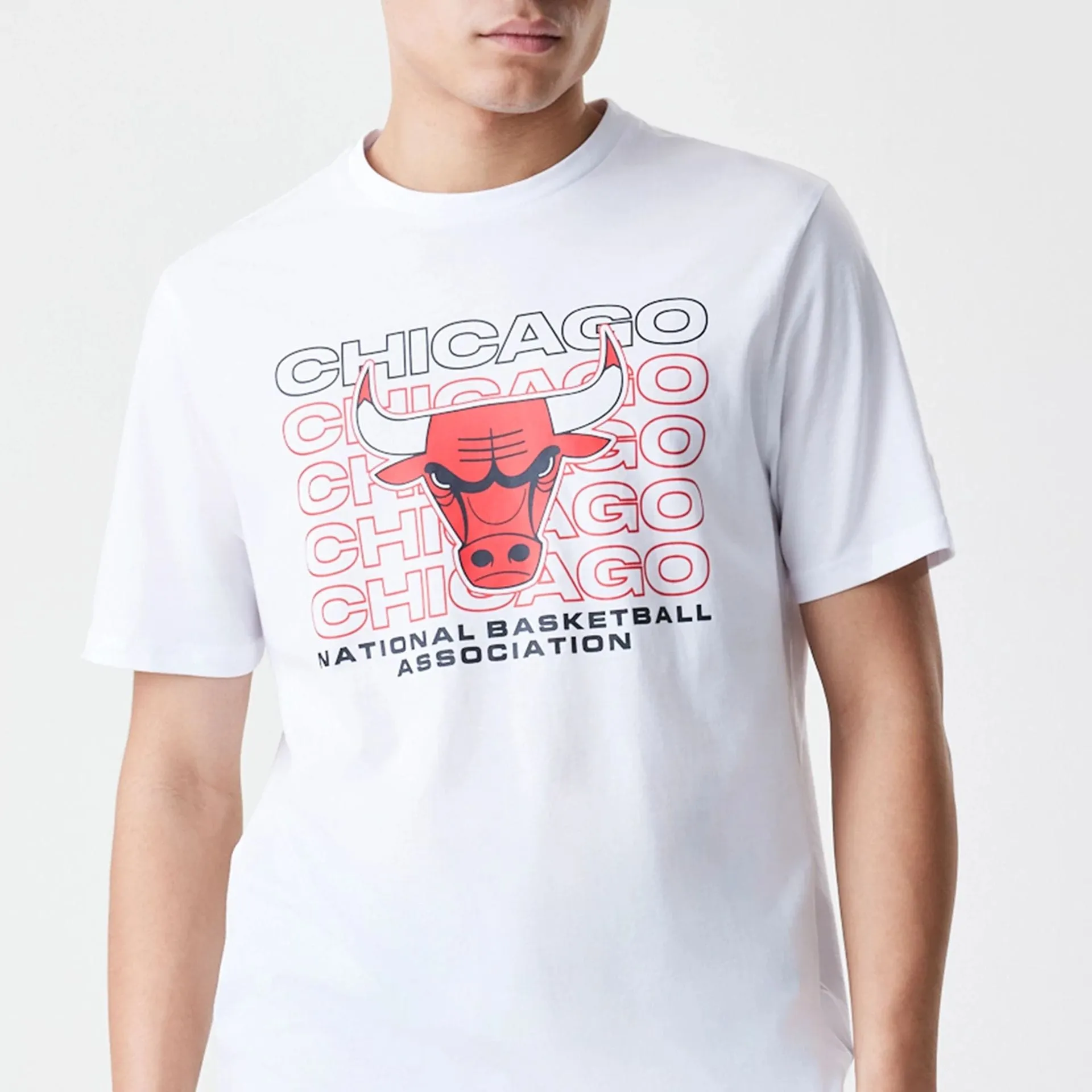 Chicago Bulls NBA Stack Wordmark White T-Shirt Organic Cotton Construction
