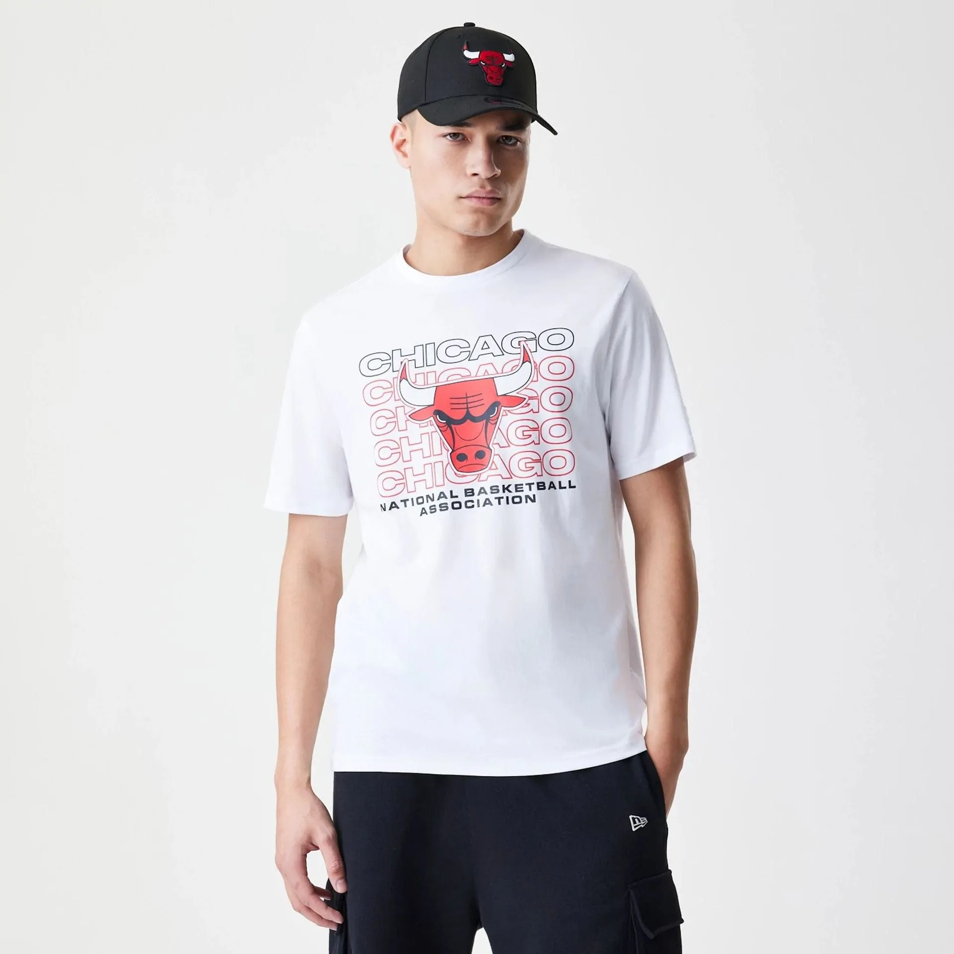 Biodegradable Options Microfiber texture Chicago Bulls NBA Stack Wordmark White T-Shirt