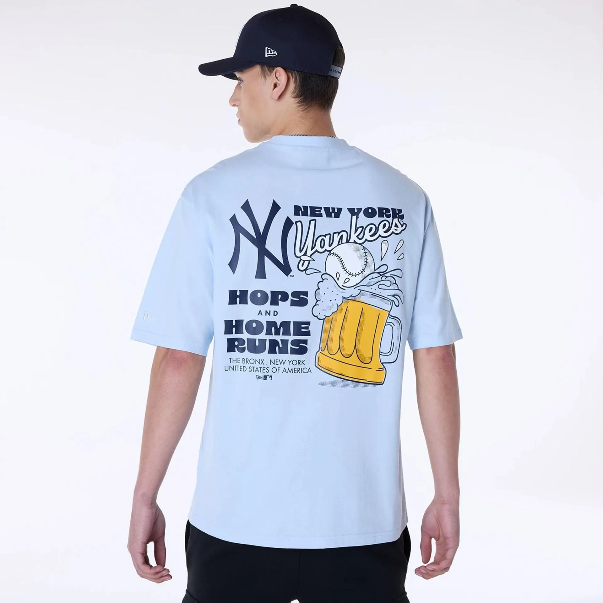 New York Yankees MLB Food Graphic Pastel Blue Oversized T-Shirt Timeless Comfort
