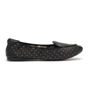 Steady Ride Clapham - Black Leather Flats with Silver Stars