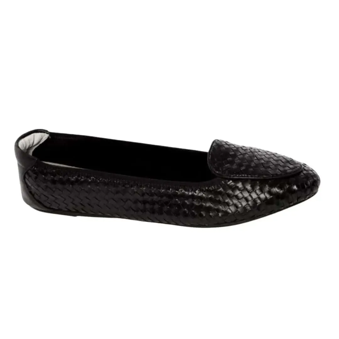 Clapham - Black Woven Leather Loafers Shock absorption