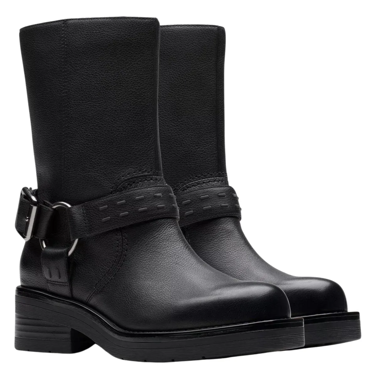 Clarks Women's Rebelle Up Black Leather Happy Walk Light cushion