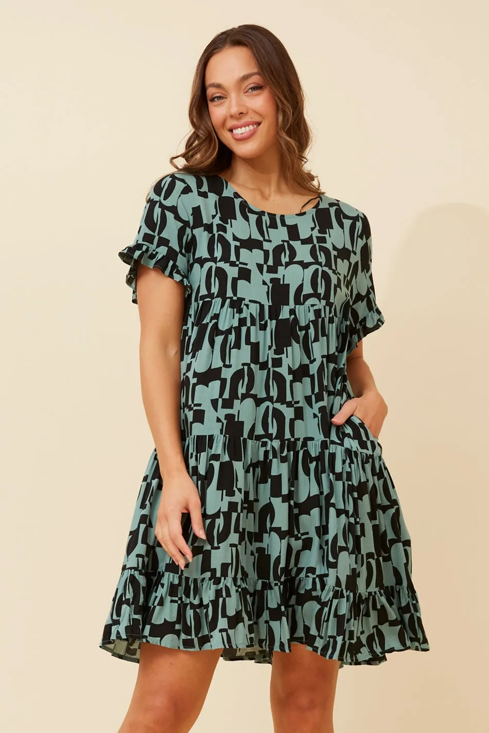 KELLY ABSTRACT BABYDOLL DRESS Polished Finish Trend Movement