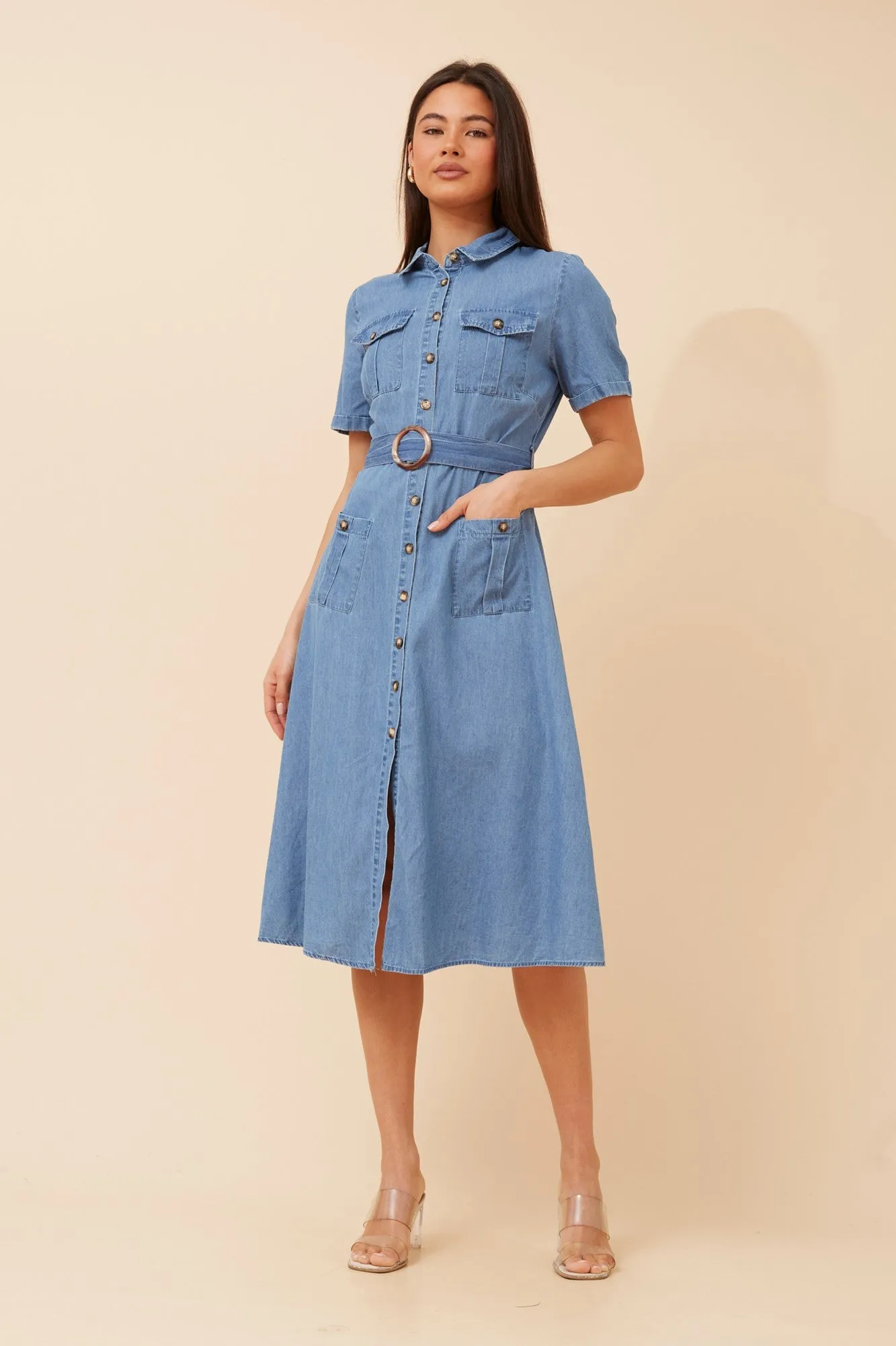 RIEKO DENIM SHIRT DRESS Luxe Look
