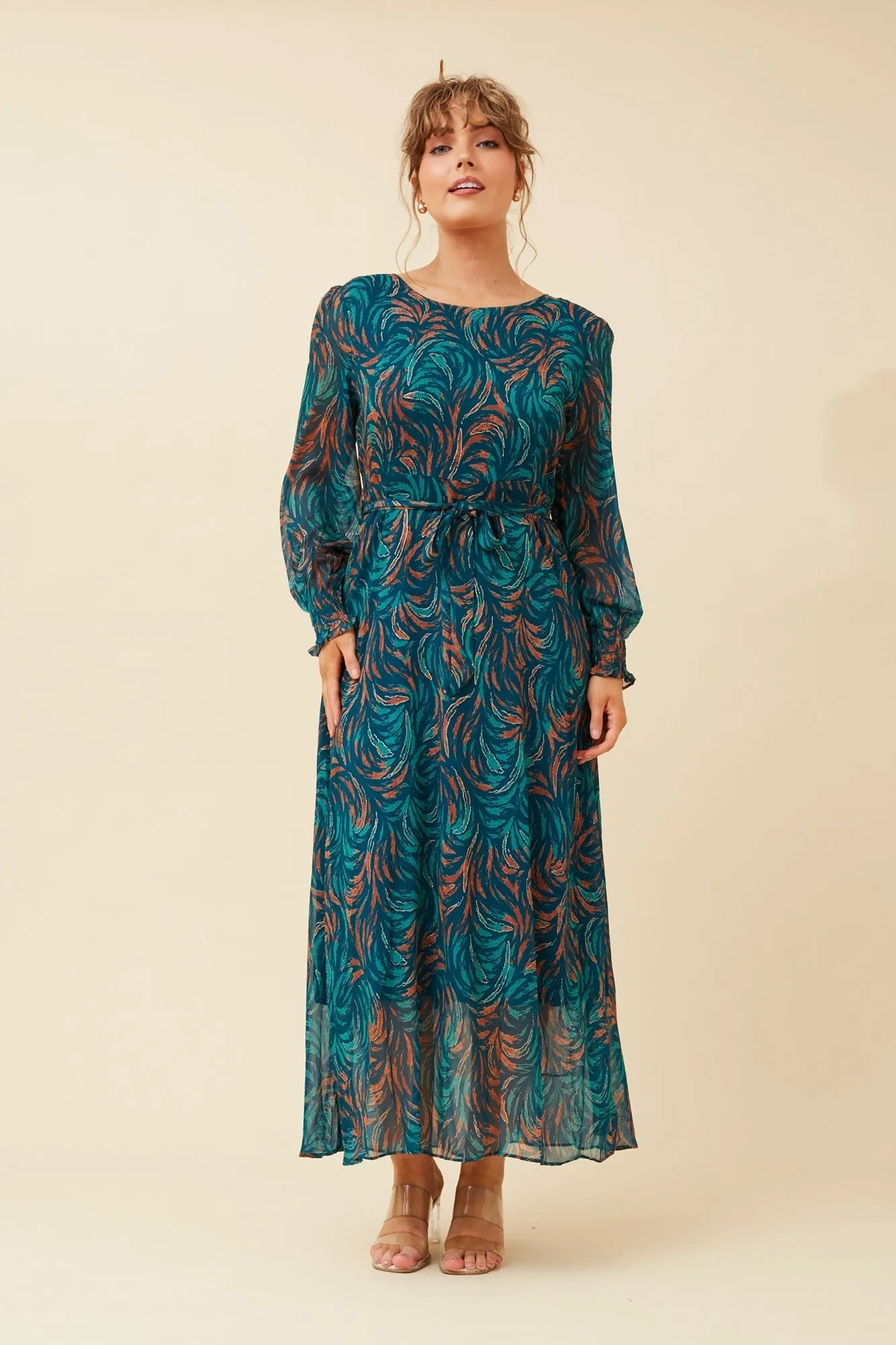 Gloss Accent PRISCILLA FOIL PRINT MAXI DRESS