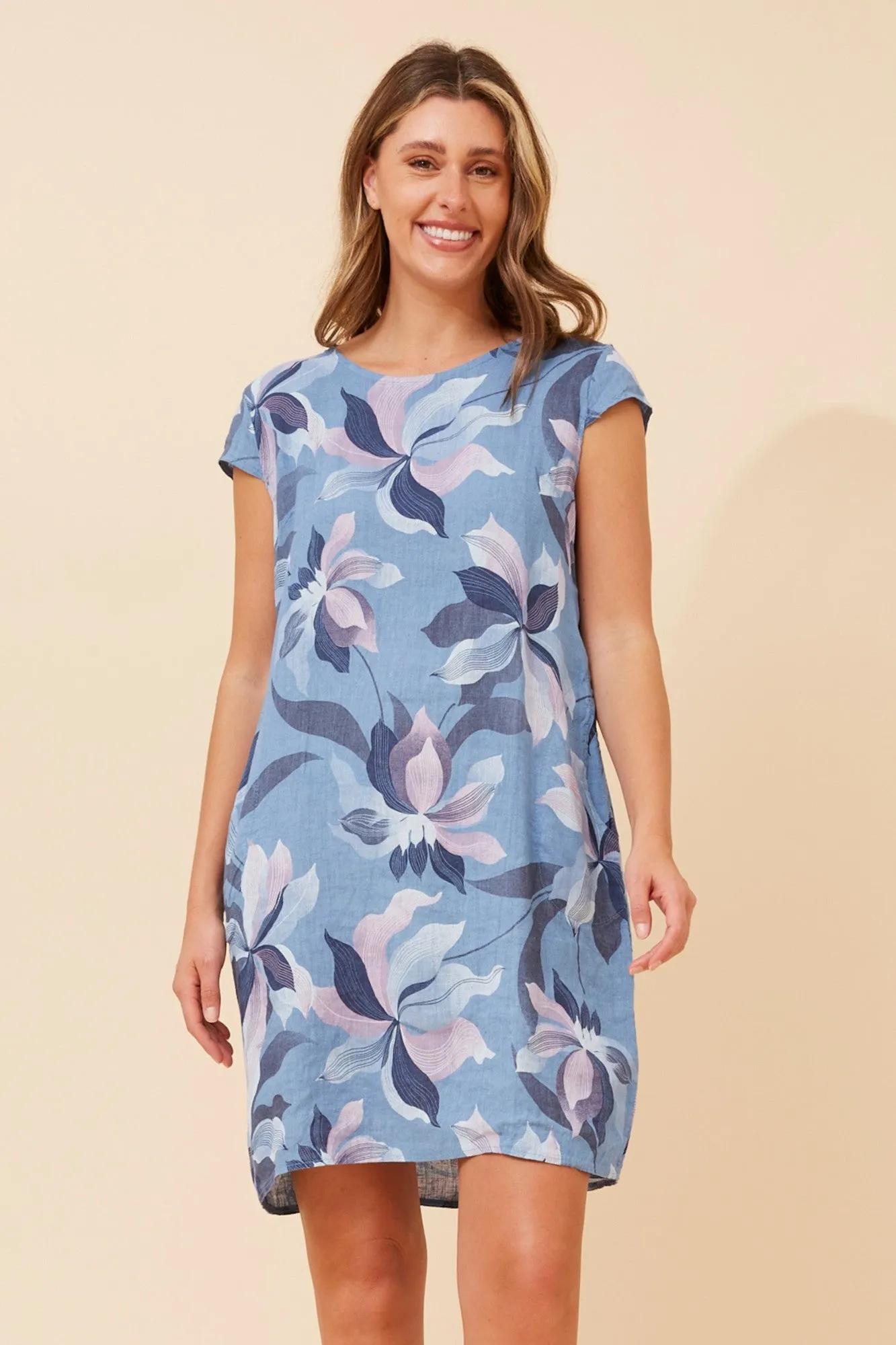 Invisible-Zip RIMINI FLORAL LINEN DRESS