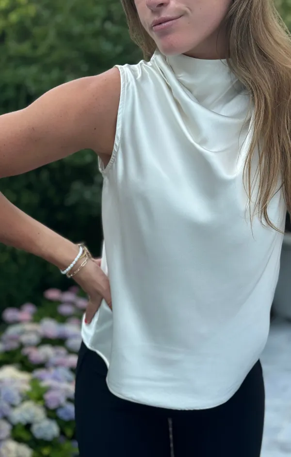 simple design WaterRepellent Surface Claude Cowl Neck Top