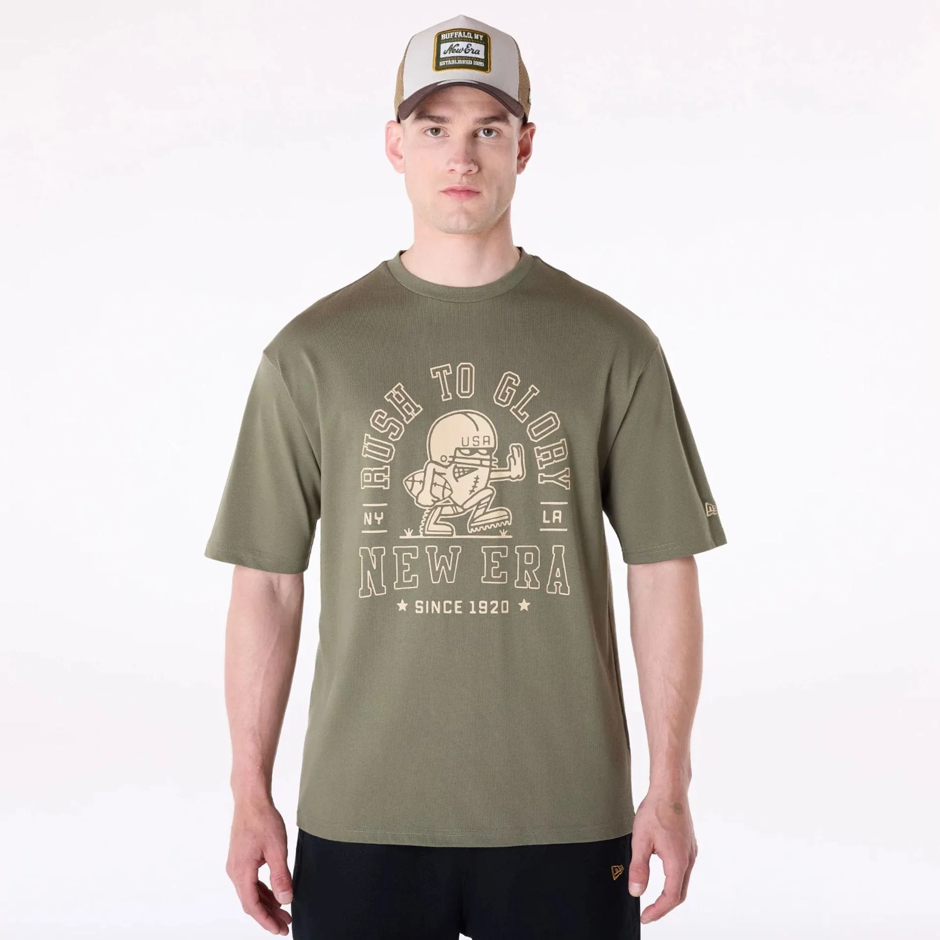New Era Football Graphic Green T-Shirt Simple and Comfortable