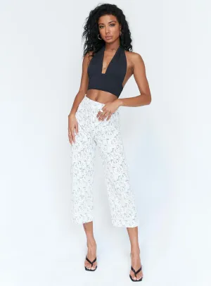 Style Layer Sporty Comfort Nelly Wide Leg Face Print Pants White