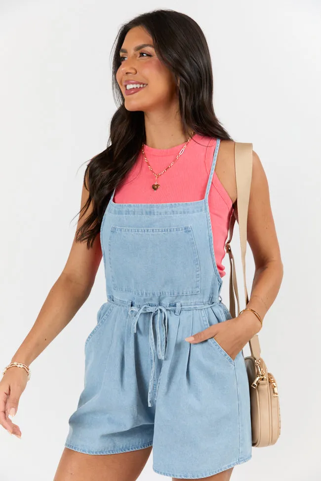 Better Perspective Blue Chambray Pull On Romper SALE QuickDry Construction