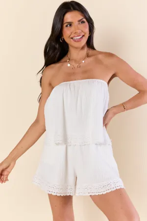 Bright Side White Tiered Romper SALE TagFreeDesign Sharp Line