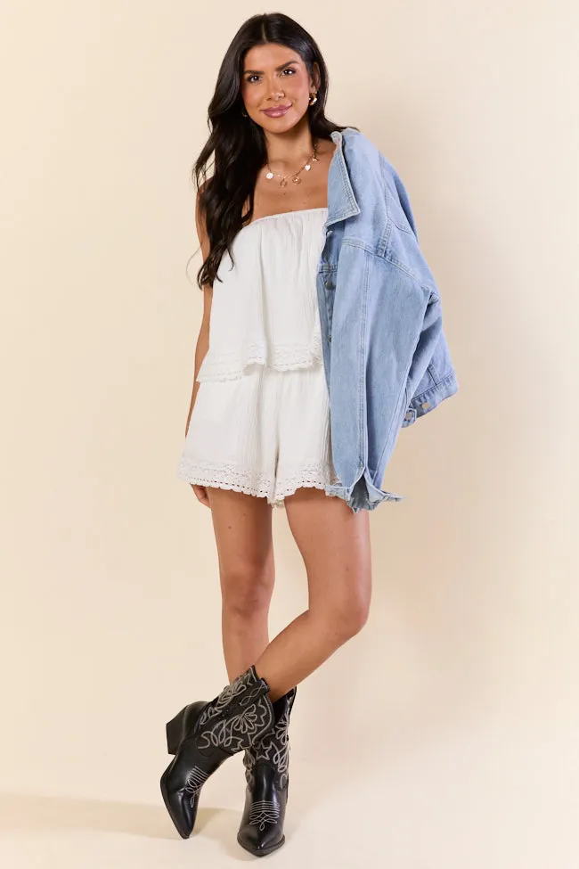 Office Attire Bright Side White Tiered Romper SALE