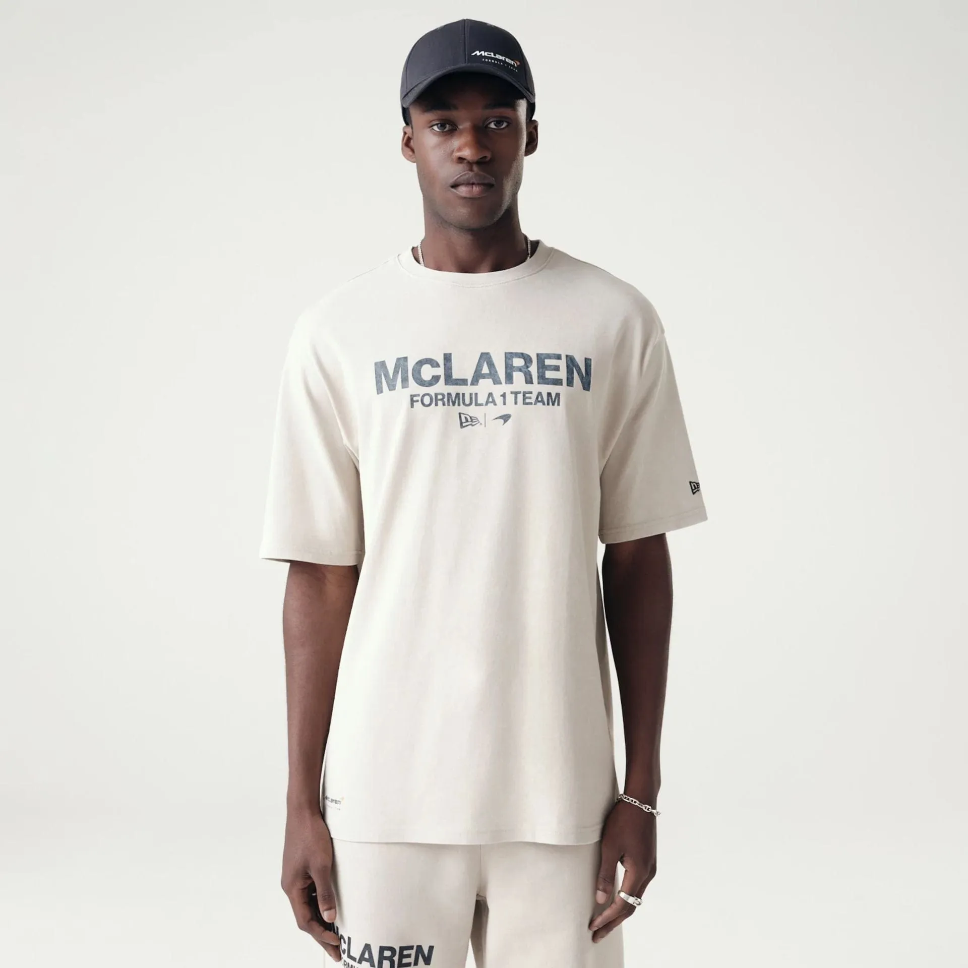 McLaren Racing Washed Pack Beige Oversized T-Shirt ColorfastFabricTech Comfy Stretch Fit
