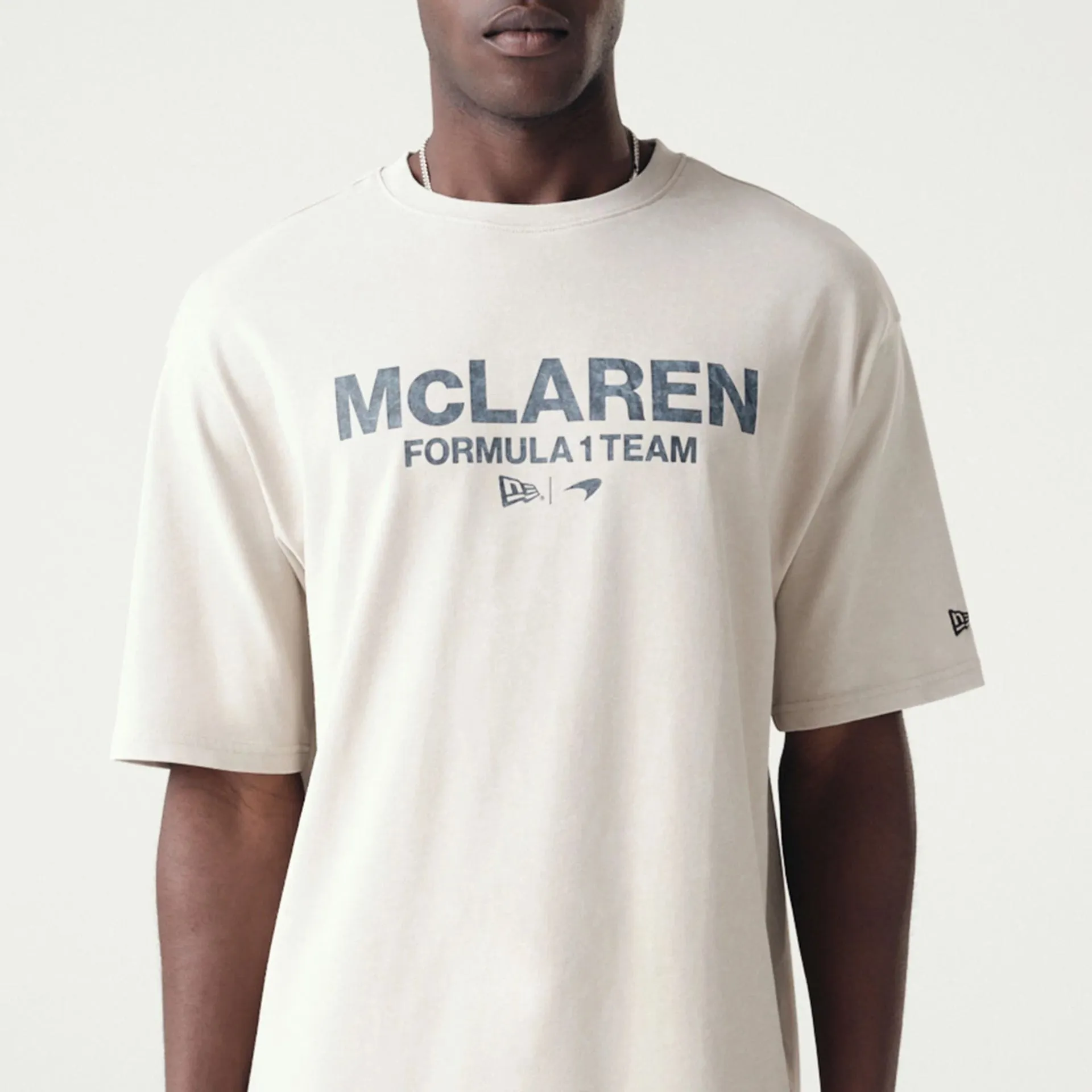 Sporty Layers Breathable Performance McLaren Racing Washed Pack Beige Oversized T-Shirt