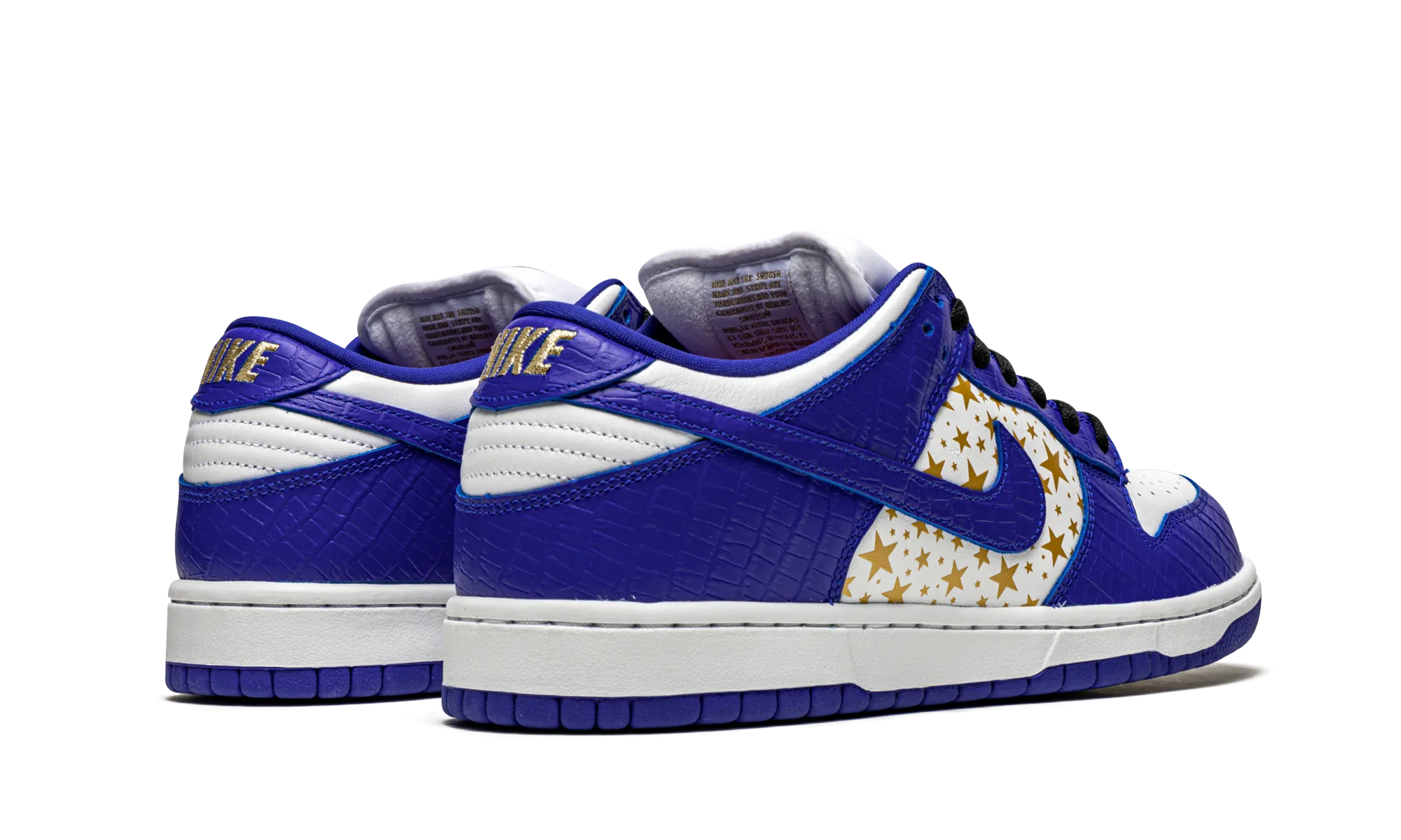 padded ankle shoes post - run stretch SB Dunk Low "Supreme - Stars - Hyper Blue"