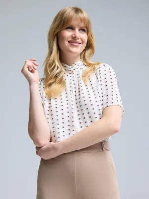 Durable Reinforcements MultiPurposePockets Polka Dot Chiffon Top