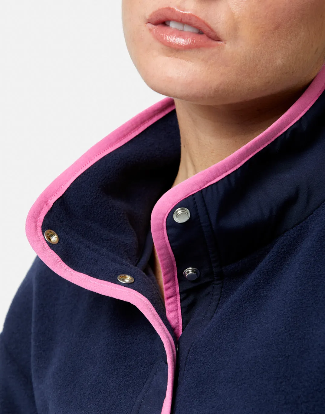 Chilly Weather Mild Wind Half Snap Polar Fleece in Baby Blue