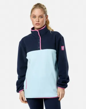 Lightweight Gear Drop Tail Hem Half Snap Polar Fleece in Baby Blue