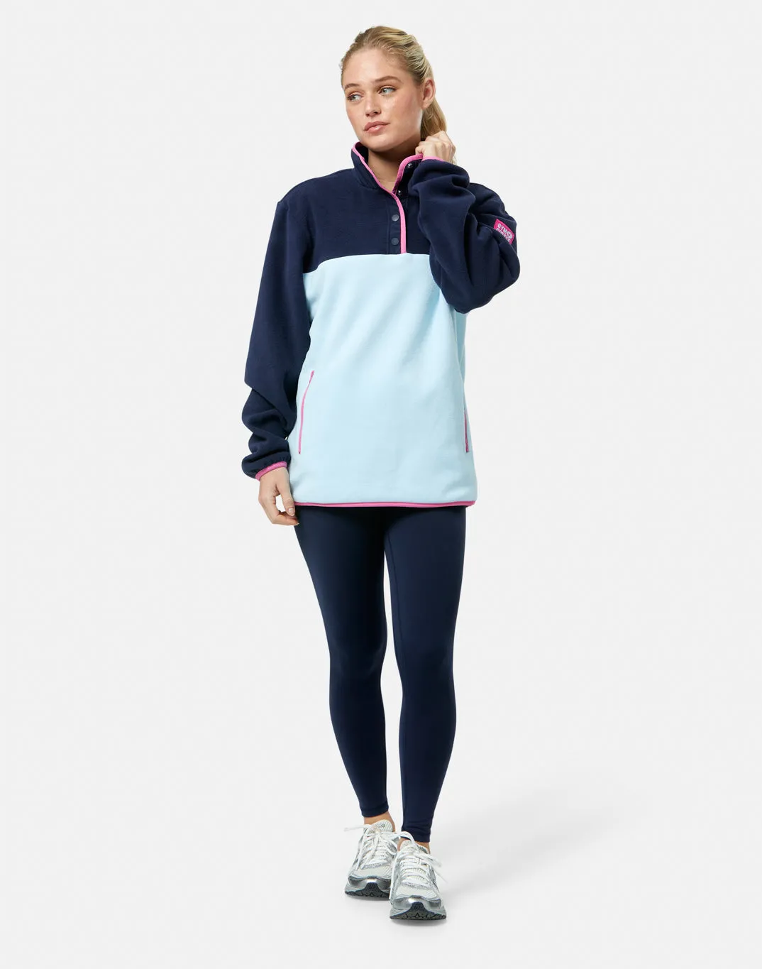 Half Snap Polar Fleece in Baby Blue Layer Flow