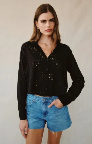 Contrast Button Down in Black Airflow Mesh Panels Utility Jacket